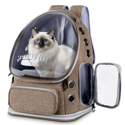 pawstrip Katzenrucksack, transparent, Haustier-Reisetasche, Fluggesellschaftszugelassener Blasen-Rucksack für Katzen & kleine Hunde, atmungsaktiv & faltbar für Wandern im Freien pawstrip Katzenrucksack, transparent, Haustier-Reisetasche, Fluggesellschaftszugelassener Blasen-Rucksack für Katzen & kleine Hunde, atmungsaktiv & faltbar für Wandern im Freien von pawstrip