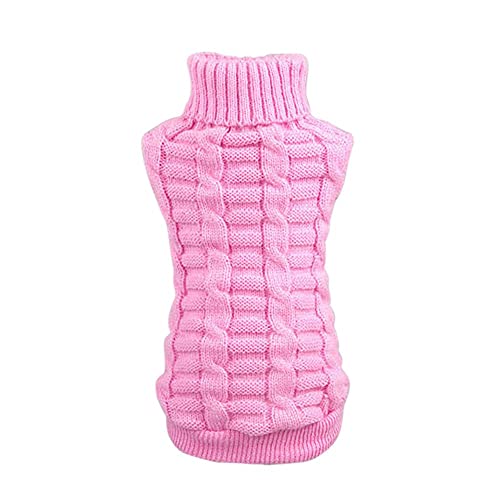 pawstrip Pullover für Hunde und Katzen, warm, Rollkragen, Strickware, Weste, dick, für kleine, mittelgroße und große Hunde (Pink) von pawstrip
