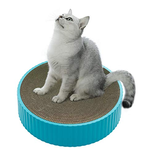 pawstrip Runde Katzenkratzer, langlebige Katzenkratz-Pad austauschbare Katzenkratz-Pappe Lounge Bett für Katzen zum Kratzen und Spielen, verhindert Möbelschäden (blau) von pawstrip