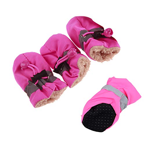 pawstrip Weiche Hundeschuhe, warm, niedlich, rutschfest, Welpenschuhe mit verstellbarem Kordelzug, atmungsaktiv, Pfotenschutz für kleine, mittelgroße und große Hunde (Pink) von pawstrip