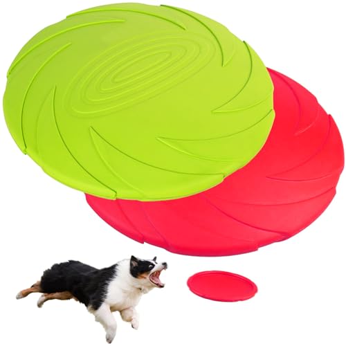 pclapora 2 Stück Hundefrisbee, 18cm Hunde Frisbees, Hundespielzeug Frisbee, Gummi Frisbee, Haustier Fliegenden Untertasse Perfekt für Hundetraining, Werfen, Fangen und Spielen von pclapora