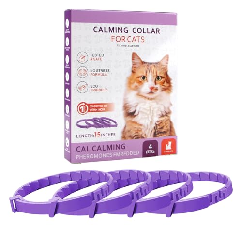 Beruhigendes Katzenhalsband 4 Stück mit Natürlichen Pheromonen, Lila, Einstellbar, Anti-Stress für Kleine und Große Katzen, Wirkt Bis zu 30 Tage Beruhigendes Katzenhalsband 4 Stück mit Natürlichen Pheromonen, Lila, Einstellbar, Anti-Stress für Kleine und Große Katzen, Wirkt Bis zu 30 Tage von peaceking