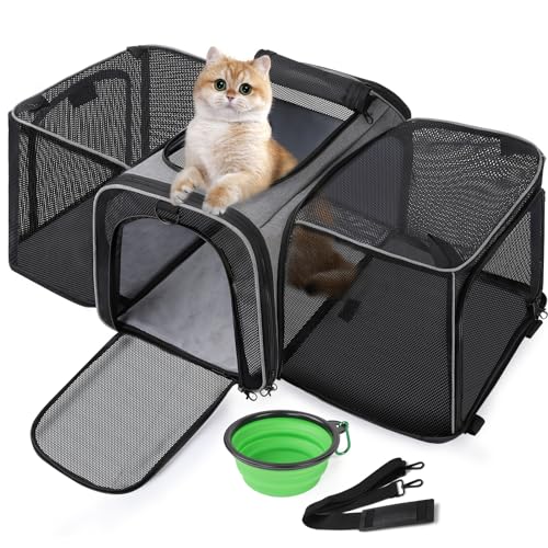 Pecute Hundetasche Faltbar Hundebox Auto Mit Atmungsaktives Netzgewebe, Katzentransportbox Für Katze Hund, Transportbox Für Reisen Hundetragetasche Für Katzen Welpen Unter 6 Kg von pecute