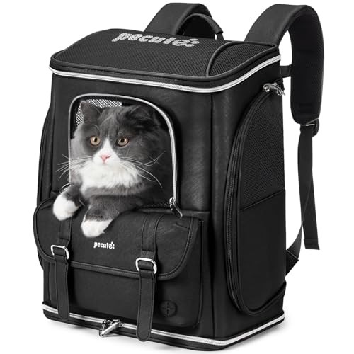 pecute Katzenrucksack Hunderucksack PU Haustier Rucksack,Belastung Verringern Hundetasche,Atmungsaktive Mesh Fenstern Faltbar Katzentasche,Hundetragetasche für Wandern, Camping, Reisen 6kg, Schwarz pecute Katzenrucksack Hunderucksack PU Haustier Rucksack,Belastung Verringern Hundetasche,Atmungsaktive Mesh Fenstern Faltbar Katzentasche,Hundetragetasche für Wandern, Camping, Reisen 6kg, Schwarz von pecute