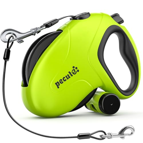 pecute Hundeleine 10m, Verbesserte Kausichere Einziehbare Hundeleine, 360° Verhedderungsfreier Leinenverlängerung, Anti-Rutsch-Griff & Schnellbremsknopf, Geeignet für Hunde bis zu 50kg Gewicht von pecute