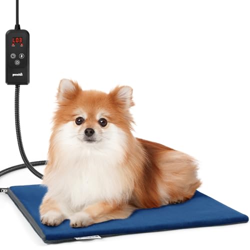 pecute Haustier Heizkissen, Katzen & Hund Heizmatte Innen, Hunde Heizkissen Sicher, 6 Stufen Temperatur & Timing Einstellbar Elektrisch Haustier Heizdecke für Hunde Katzen(M, 40x45cm) von pecute