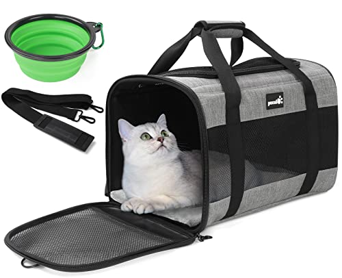 Pecute Katzentransportbox, Atmungsaktive Hundetasche Transportbox, Katzen Transportboxen Mit Verstellbarem Schultergurt,Katzentransporttasche Für Reisen Hundetragetasche Für Katzen Welpen Unter 6 Kg von pecute