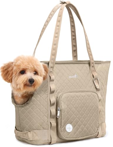 pecute Hundetasche für Kleine Hunde 4kg, Tragetasche Hund Hundetragetasche Leichte, Faltbare Hundetransportbox, Katzen Transporttasche für Unterwegs (Khaki) von pecute