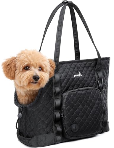 pecute Hundetasche für Kleine Hunde 6kg, Tragetasche Hund Hundetragetasche Leichte, Faltbare Hundetransportbox, Katzen Transporttasche für Unterwegs, Schwarz XL von pecute