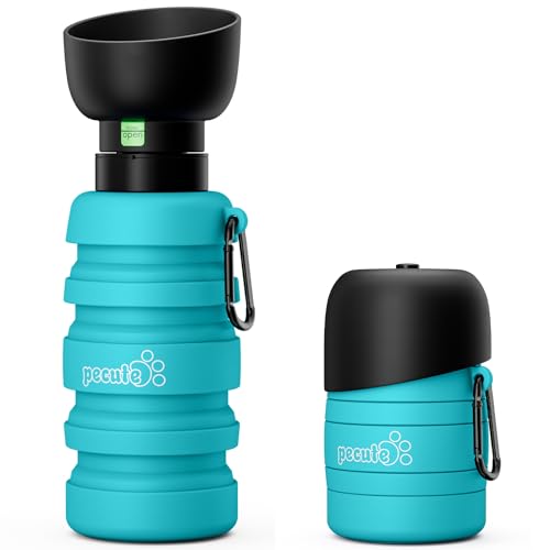 pecute Hundewasserflasche,Faltbare Trinkflasche Hunde für Unterwegs, Wasserflaschen für Geeignet für Hundereisen im Freien, Training und Andere Outdoor-Aktivitäten,blau von pecute