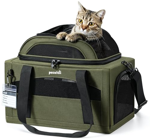 pecute Katzentasche Flugzeug Transporttasche Stabiler Halt Haustier Tragetasche, Transportbox Katze Leicht, Faltbar Katzen Tasche für Katzen und kleine Hunde, ideal für Reisen, Grün pecute Katzentasche Flugzeug Transporttasche Stabiler Halt Haustier Tragetasche, Transportbox Katze Leicht, Faltbar Katzen Tasche für Katzen und kleine Hunde, ideal für Reisen, Grün von pecute