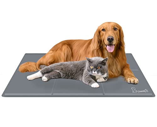 pecute Kühlmatte (120 * 75cm), mit Ungiftiges Gel,Selbstkühlende Kissen, Kühl Hundedecke, Kaltgelpad für Katzen und Hunde, Grau,XL von pecute
