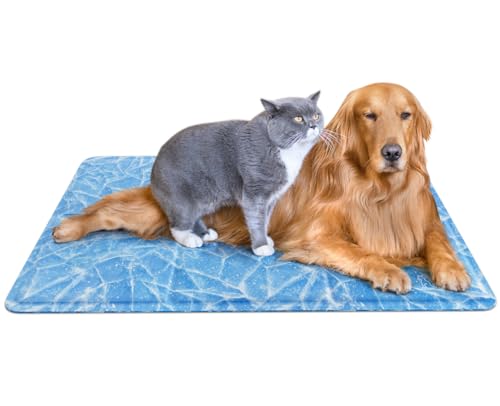 pecute Kühlmatte Hunde Katzen(120 * 75cm), Kuhlmatte für Hund und Katze mit Ungiftiges Gel,Selbstkühlende Kissen, Kühl Hundedecke, Kaltgelpad für Katzen und Hunde von pecute
