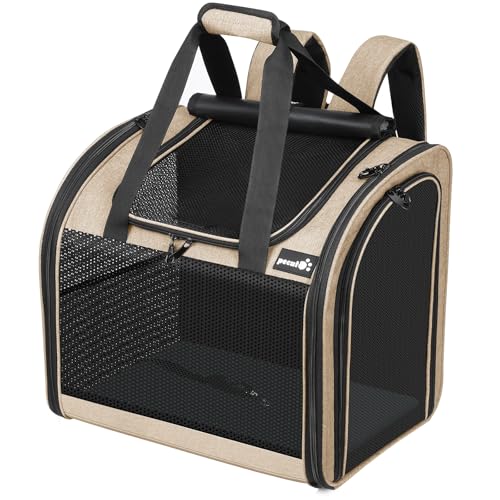 pecute Rucksack Hunde & 2 Kleine Katzen, Katzentrage, Haustier Handtasche und Rucksack, Haustiertrage mit belüftetem Design, Faltbarer Haustiertrage-Rucksack für Hunde und Katzen, Khaki pecute Rucksack Hunde & 2 Kleine Katzen, Katzentrage, Haustier Handtasche und Rucksack, Haustiertrage mit belüftetem Design, Faltbarer Haustiertrage-Rucksack für Hunde und Katzen, Khaki von pecute