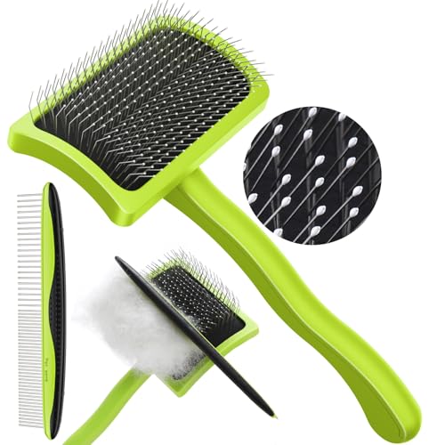 pecute Slicker Bürste Profi, Slicker Hundebürste für Einfache Entfernt Unterfell, Knoten & Verfilzungen, Nadel-Slickerbürste für Pudel, Teddy, Cockapoo, Langhaarige Hunde (25 mm mit Klebeperlen, S) pecute Slicker Bürste Profi, Slicker Hundebürste für Einfache Entfernt Unterfell, Knoten & Verfilzungen, Nadel-Slickerbürste für Pudel, Teddy, Cockapoo, Langhaarige Hunde (25 mm mit Klebeperlen, S) von pecute