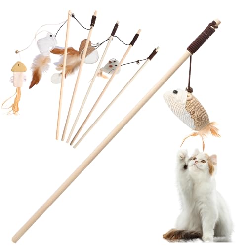 peiyee Katzenangel Katze Katzenspielzeug 6 Stück Katzenangel Stabil Federn Natürlichen Material Katzenangel Katze Stab Katzenunterhaltungsspielzeug mit Maus, Küken, Kürbis, Herz, Fisch, Pfirsichmaus peiyee Katzenangel Katze Katzenspielzeug 6 Stück Katzenangel Stabil Federn Natürlichen Material Katzenangel Katze Stab Katzenunterhaltungsspielzeug mit Maus, Küken, Kürbis, Herz, Fisch, Pfirsichmaus von peiyee