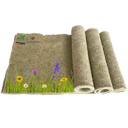 Nager-Teppich aus 100 % Hanf, 100 x 40 cm ca. 10 mm dick, 3er Pack (EUR 7,30/Stück), Nagermatte, Hanfmatte geeignet als Käfig Bodenbedeckung für Nagetiere und Kleintiere, Nagerteppich, Käfigleinlage von pemmiproducts