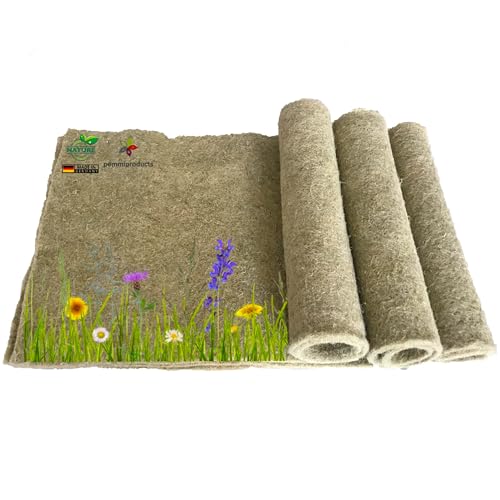 pemmiproducts Nagerteppich aus 100% Hanf, 120 x 50 cm ca. 5 mm dick, 3er Pack (EUR 8,17/Stück), Nagermatte, Hanfmatte für Kaninchen,Meerschweinchen, Nager,Hemp mat von pemmiproducts