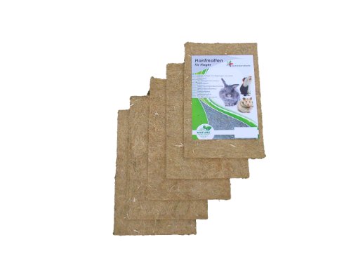 pemmiproducts Nager-Teppich aus 100% Hanf, 40 x 25 cm ca. 10 mm dick, 5er Pack,(EUR 4,18/Stück) Nagermatte, Hanfmatte geeignet als Käfig Bodenbedeckung für Nagetiere und Kleintiere, Nagerteppich von pemmiproducts