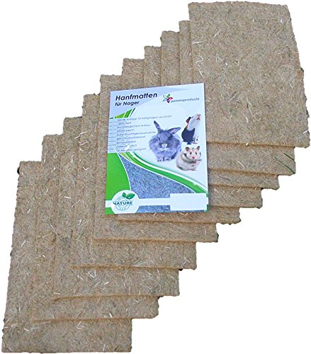 pemmiproducts Nager-Teppich aus 100% Hanf, 40 x 25 cm ca. 5 mm dick, 10er Pack, (EUR 2,70/Stück), Nagermatte, Hanfmatte geeignet als Käfig Bodenbedeckung für Nagetiere und Kleintiere, Nagerteppich von pemmiproducts
