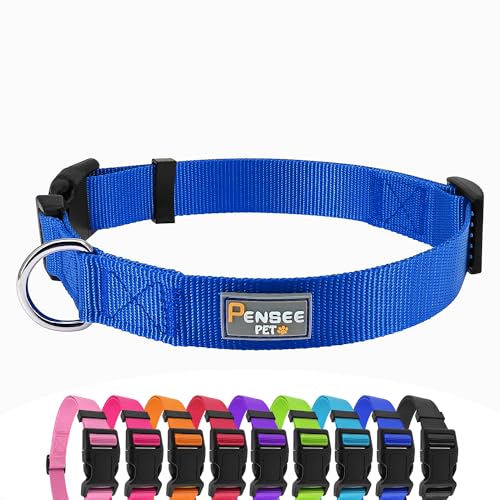 PENSEEPET Hundehalsband für große Hunde verstellbar groß mittel klein verschiedene Größen blau Hundehalsbänder von penseepet