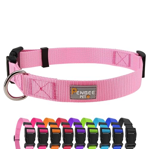 PENSEEPET Hundehalsband für mittelgroße Hunde verstellbar groß mittel klein verschiedene Größen rosa Hundehalsbänder von penseepet