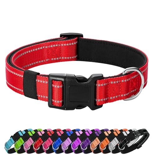 PenSeepet Reflektierendes Hundehalsband, gepolstert mit weichem Neopren, atmungsaktiv, Schnellverschluss, für mittelgroße und große Hunde, Rot, Jungen, Mädchen PenSeepet Reflektierendes Hundehalsband, gepolstert mit weichem Neopren, atmungsaktiv, Schnellverschluss, für mittelgroße und große Hunde, Rot, Jungen, Mädchen von penseepet