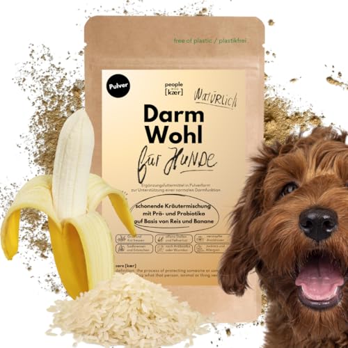 People who Kaer Darm Wohl Darmpulver für Hunde, 200g – Präbiotika & Probiotika Hund auf Basis von Reis und Banane, Darmsanierung und Durchfall Hund, Darmflora Aufbau nach Durchfall von people who kaer for dogs + cats