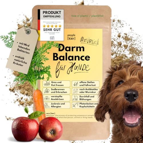 People who Kaer Darmpulver für Hunde 200g Probiotika & Präbiotika, Darmflora Aufbau Hund unterstützt bei Durchfall und Darmsanierung, Pulver mit Flohsamenschalen, Vitamine für Hunde Darmfunktion von people who kaer for dogs + cats