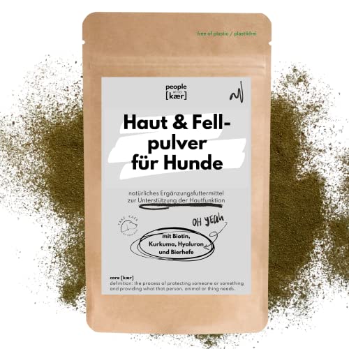 People who Kaer Haut & Fell Pulver für Hunde 200g, Fellpflege für Haut & glänzendes Fell mit Biotin, MSM, Zink & Bierhefe, Vitamine unterstützt bei Juckreiz, Haarausfall und trockener Haut von people who kaer for dogs + cats