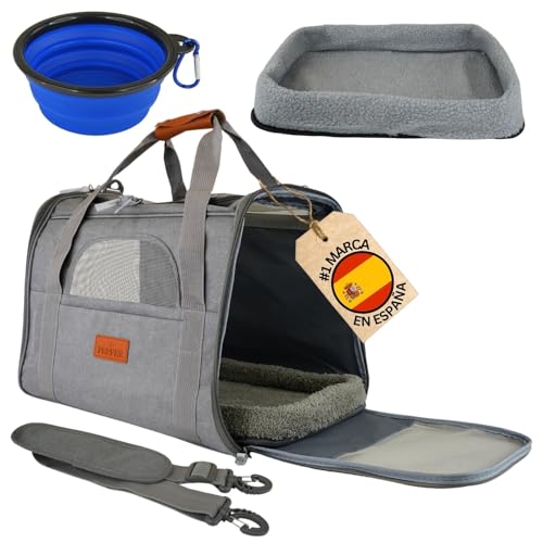 PEPPER® Transportbox für Hunde und Katzen, faltbar, weiches Kissen, verstellbarer Schultergurt, tragbar, mit Belüftung, atmungsaktive Tragetasche für Haustiere (46 x 35 x 31 cm) von pepper