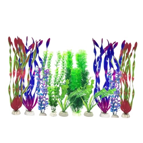 perfk 10x Aquarium Pflanzen Aquarium Zubehör Bunte Leicht zu Reinigen Wasser Gras Landschaft Decor Künstliche Pflanzen Dekorationen, Style A von perfk