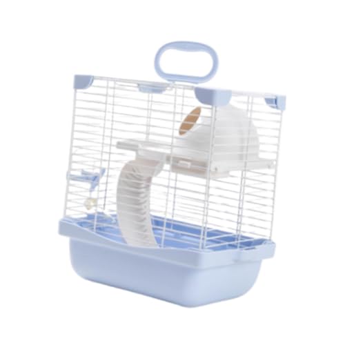perfk 2 Stufen Hamster Käfig -Gehäuse -Reisekäfig mit Wasserflasche, Lebensmittelschale für Mausratte 7.4x9x11inch, Blau perfk 2 Stufen Hamster Käfig -Gehäuse -Reisekäfig mit Wasserflasche, Lebensmittelschale für Mausratte 7.4x9x11inch, Blau von perfk