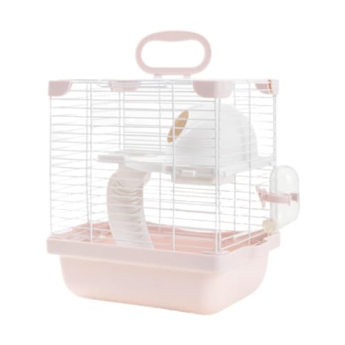 perfk 2 Stufen Hamster Käfig -Gehäuse -Reisekäfig mit Wasserflasche, Lebensmittelschale für Mausratte 7.4x9x11inch, Rosa perfk 2 Stufen Hamster Käfig -Gehäuse -Reisekäfig mit Wasserflasche, Lebensmittelschale für Mausratte 7.4x9x11inch, Rosa von perfk
