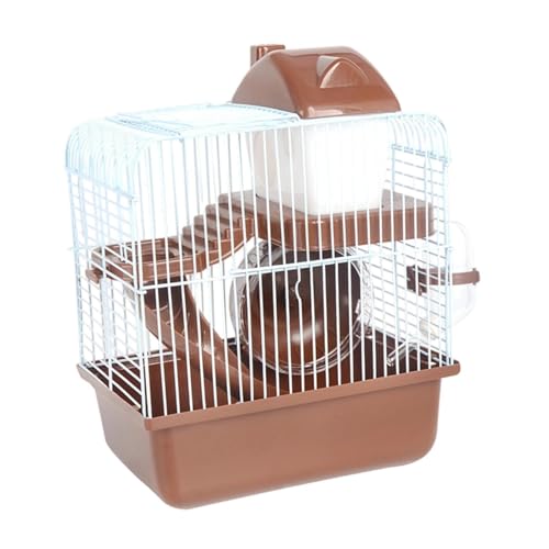 perfk 2 Tier Hamster Käfig Hamster Lebensraum Haustier Lieferungen Übungen Spielhaus Kleiner Tierkäfig für Mäuse Zuckergleiter, Braun von perfk