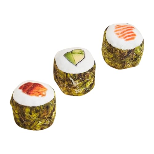 perfk 3X Sushi-Katzenspielzeug, Kauspielzeug für Katzen, süßes interaktives Plüschspielzeug für Kätzchen, enthält Katzenminze, Katzenminze-Spielzeug, perfk 3X Sushi-Katzenspielzeug, Kauspielzeug für Katzen, süßes interaktives Plüschspielzeug für Kätzchen, enthält Katzenminze, Katzenminze-Spielzeug, von perfk