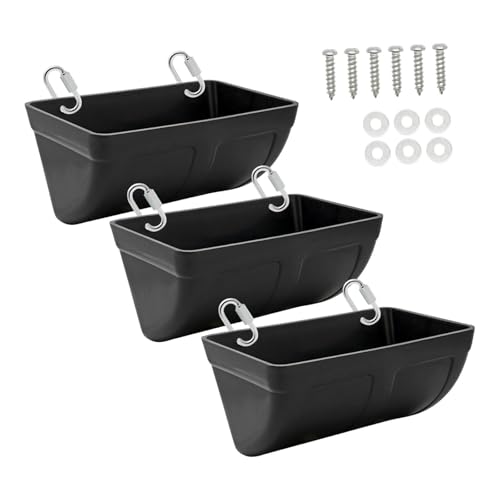 perfk 3X hängender Futtertrog, hängender Hühnertränke, einfach zu montieren, Geflügeltränkeeimer, Geflügelfutterspender für, Schwarz von perfk