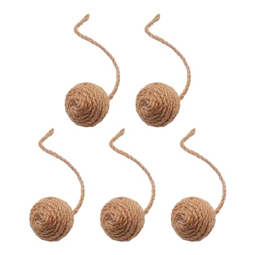 perfk 5Pcs Katze Sisal Seil Ball Spielzeug Katze Seil Ball Katzen Interaktive Spielzeug Pet Liefert Selbst Spielen Katze Hanf Seil bälle Lange Seil Teaser, 4.5 cm Gelb von perfk