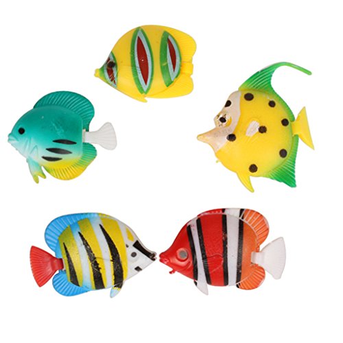 perfk 5er Schönes Künstliche Bewegung Schwimmende Fische Ornament Dekoration Bunte Fische für Aquarium von perfk