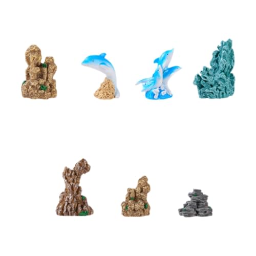 perfk 7 Stücke Aquariumdekoration Rockery Fischtank Dekor Figur Multifunktionales Fischtank Landschaft Ornamente für Terrasse von perfk