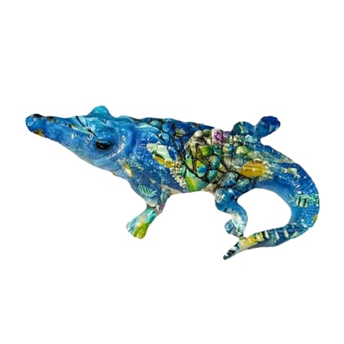 perfk Alligator-Figur, Krokodil-Skulptur, Kunst, Geschenk, Alligator-Statue, Aquarium-Dekoration für Heimdekoration, Schlafzimmer, Wohnzimmer, Büro, klein von perfk