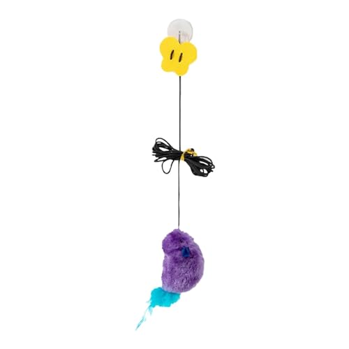 perfk An der Tür hängendes Katzenspielzeug mit Maus und Sound, selbstspielendes Fangspielzeug, interaktives Katzenspielzeug für Hauskatzen, violett von perfk