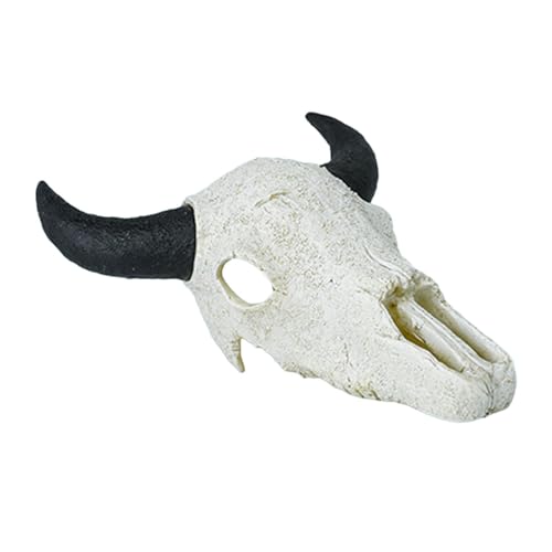 perfk Aquariumdekoration, Fischschildkröten -Versteck, Skeletthideaway Realistic Animal Statue Reptile Tank Dekor für Aquarium, Schwarzer Ochsenhorn von perfk