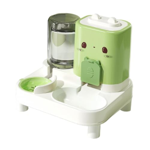 perfk Automatischer Futter- und Wasserspender für Katzen, automatischer Futterspender für Haustiere, praktischer Abnehmbarer Futternapf für kleine Hunde, GrÜn von perfk