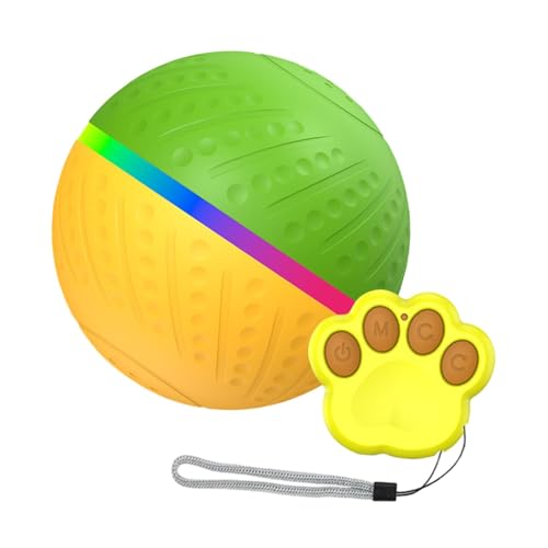 perfk Automatisches interaktives Hundeballspielzeug, Haustier-Wicked-Ball, Unterhaltung, Jagen, Spielen, automatisch beweglicher Hundeball, Spielzeug für, Grün Gelb von perfk