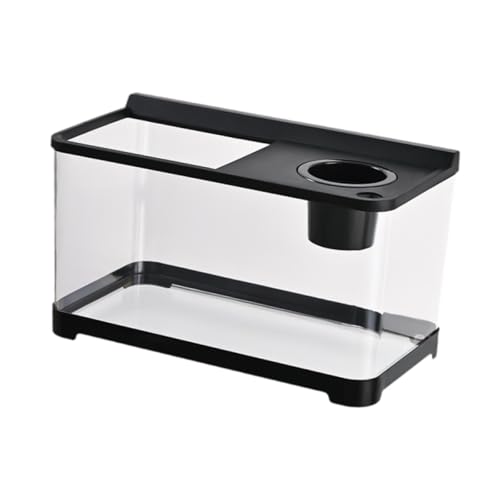 perfk Betta Fischtank Mini -Fischtank mit hängenden Korb Desktop Zuchttank, Schwarz von perfk