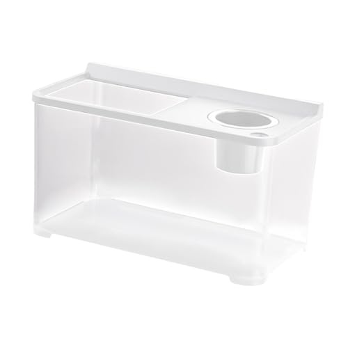 perfk Betta Fischtank Mini -Fischtank mit hängenden Korb Desktop Zuchttank, Weiß von perfk