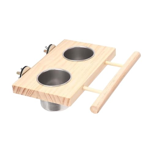 perfk Bird Feeder Bird Barch mit Holzplattform Holz Lebensmittel Wasserschale Fütterungstasse Schüssel für kleine Tier Conures Papageien Cockatiel, Doppelschale perfk Bird Feeder Bird Barch mit Holzplattform Holz Lebensmittel Wasserschale Fütterungstasse Schüssel für kleine Tier Conures Papageien Cockatiel, Doppelschale von perfk