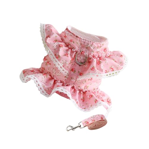 perfk Blumen-Hundegeschirr-Leinen-Set, Hundeweste, Geschirr, Haustier-Outfit, süßes, weiches, atmungsaktives Haustier-Katzengeschirr für Kätzchen, Rose Rot perfk Blumen-Hundegeschirr-Leinen-Set, Hundeweste, Geschirr, Haustier-Outfit, süßes, weiches, atmungsaktives Haustier-Katzengeschirr für Kätzchen, Rose Rot von perfk