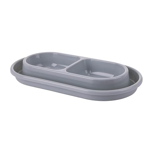 perfk Cat Food and Water Bowl Set, doppelte Haustiere Food Bowl, Nonslip, Outdoor Leicht zu reinigen Welpengerichte Haustier Feeder, Grau, S von perfk